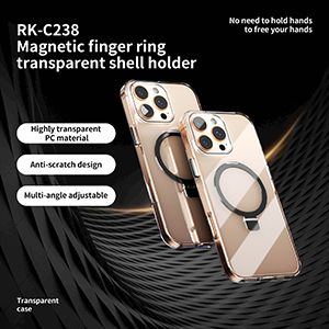 RK-C238 Magnetic Finger Ring Clear Case Stand